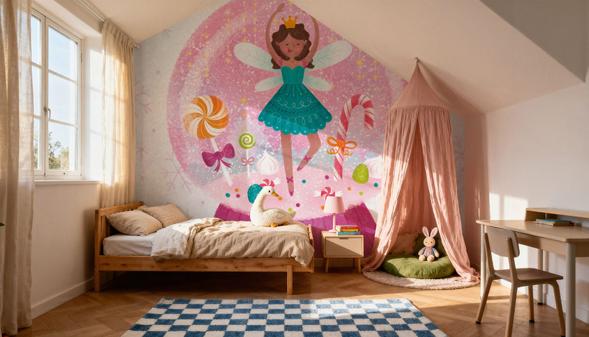 Sugar Plum Snowglobe Mural Wallpaper - room preview 06