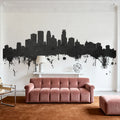 Minneapolis Minnesota Skyline Black & White Mural Wallpaper - room preview 06