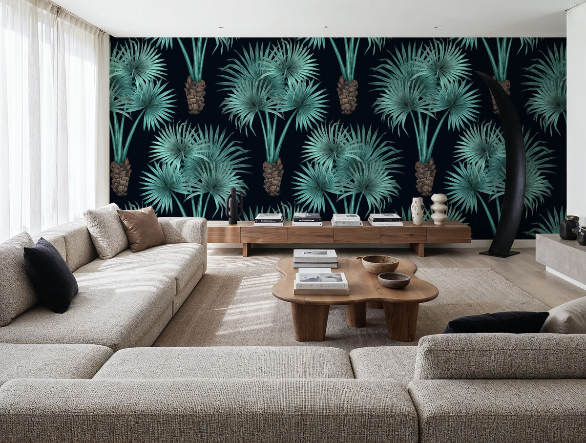Elephant Ear Tree, Turqouise Mural Wallpaper - room preview 06