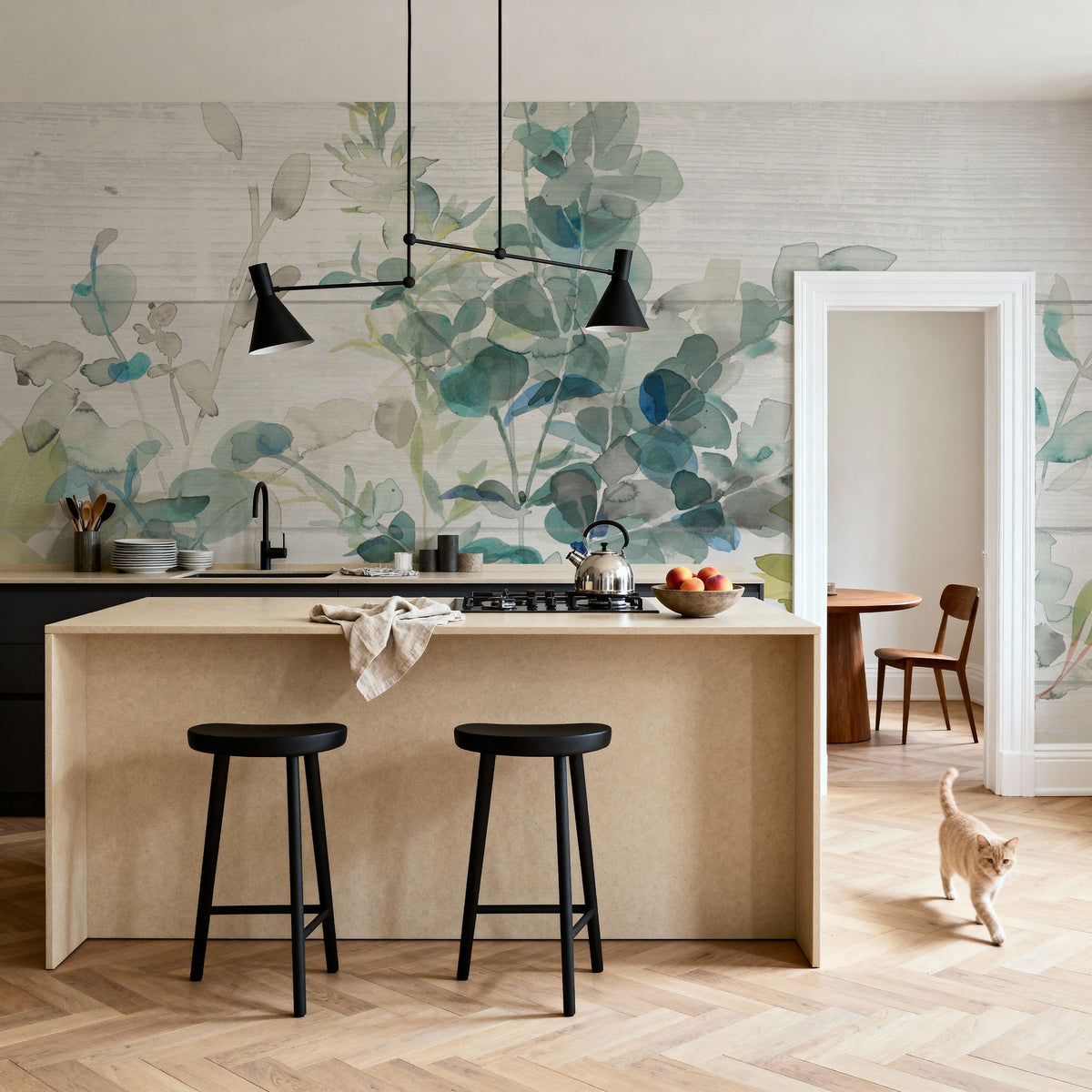 Eucalyptus I on Shiplap Mural Wallpaper - room preview 06