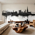 Warrington England Skyline Black & White Mural Wallpaper - room preview 06