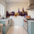 Truro England Skyline Purple & Gold Mural Wallpaper - room preview 06