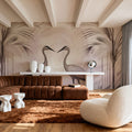 Cranes At Sunset Pink Mural Wallpaper - room preview 06