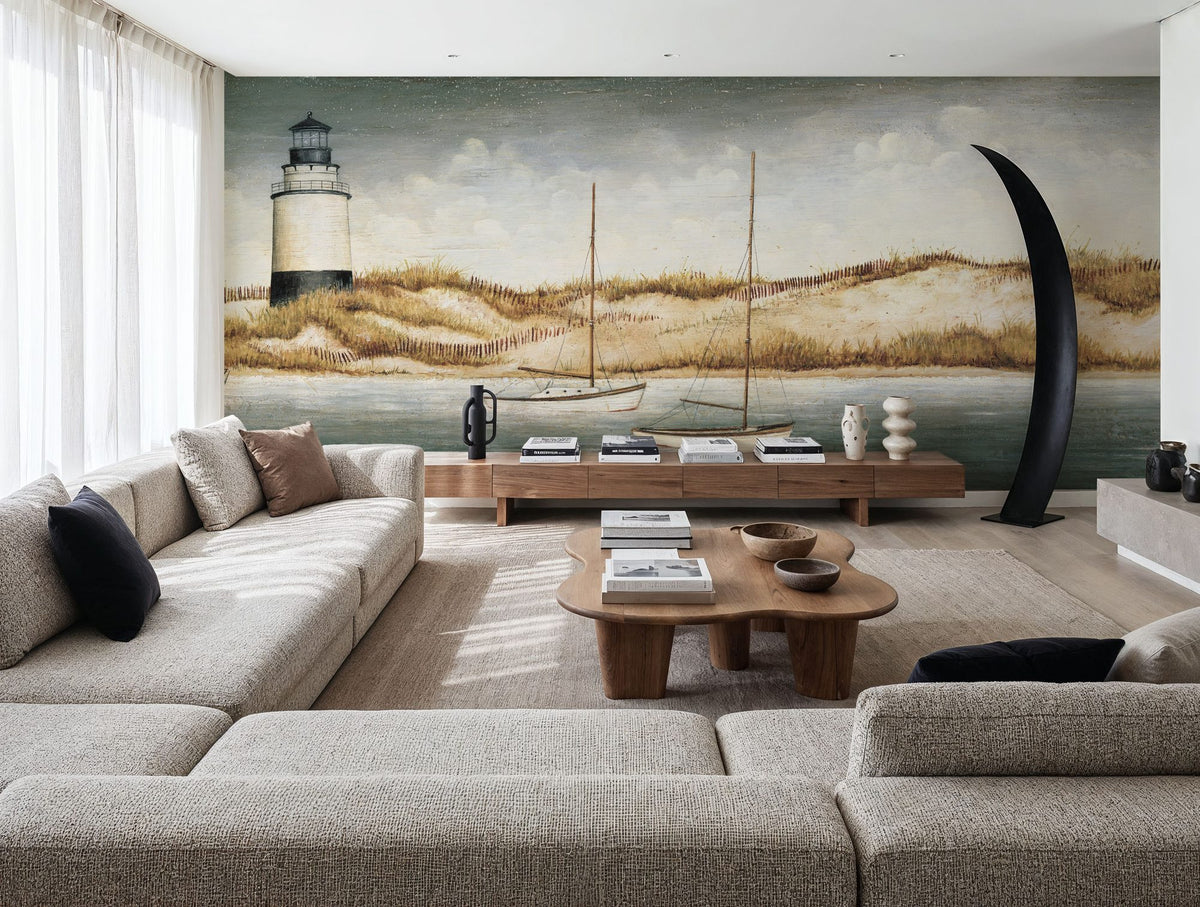 Sailboats Off the Coast Mural Wallpaper - room preview 06