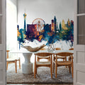 Las Vegas Nevada Skyline Blue & Bronze Mural Wallpaper - room preview 06