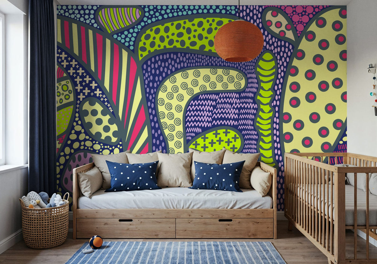 Trippy Forest Mural Wallpaper - room preview 06