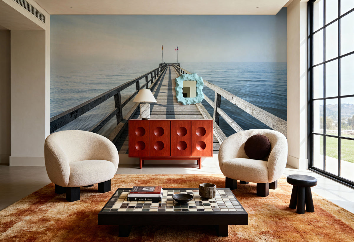 Strand Pier Blue Mural Wallpaper - room preview 06