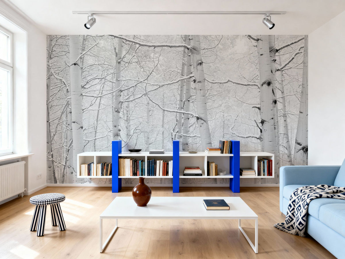 Frost-Kissed Birches Mural Wallpaper - room preview 06