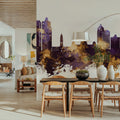 Durban South Africa Skyline Purple & Gold Mural Wallpaper - room preview 06