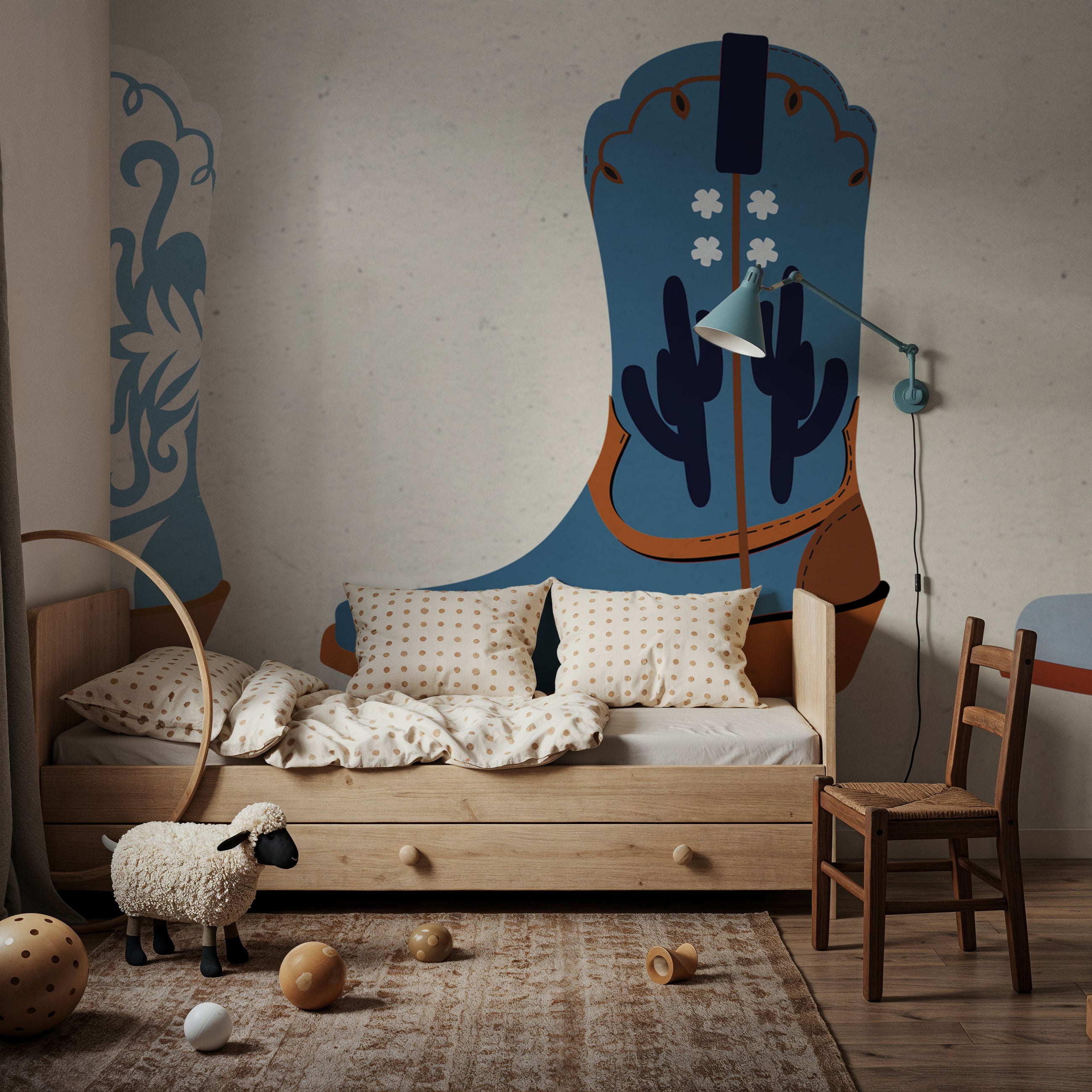 Cowgirly VI Blue Mural Wallpaper