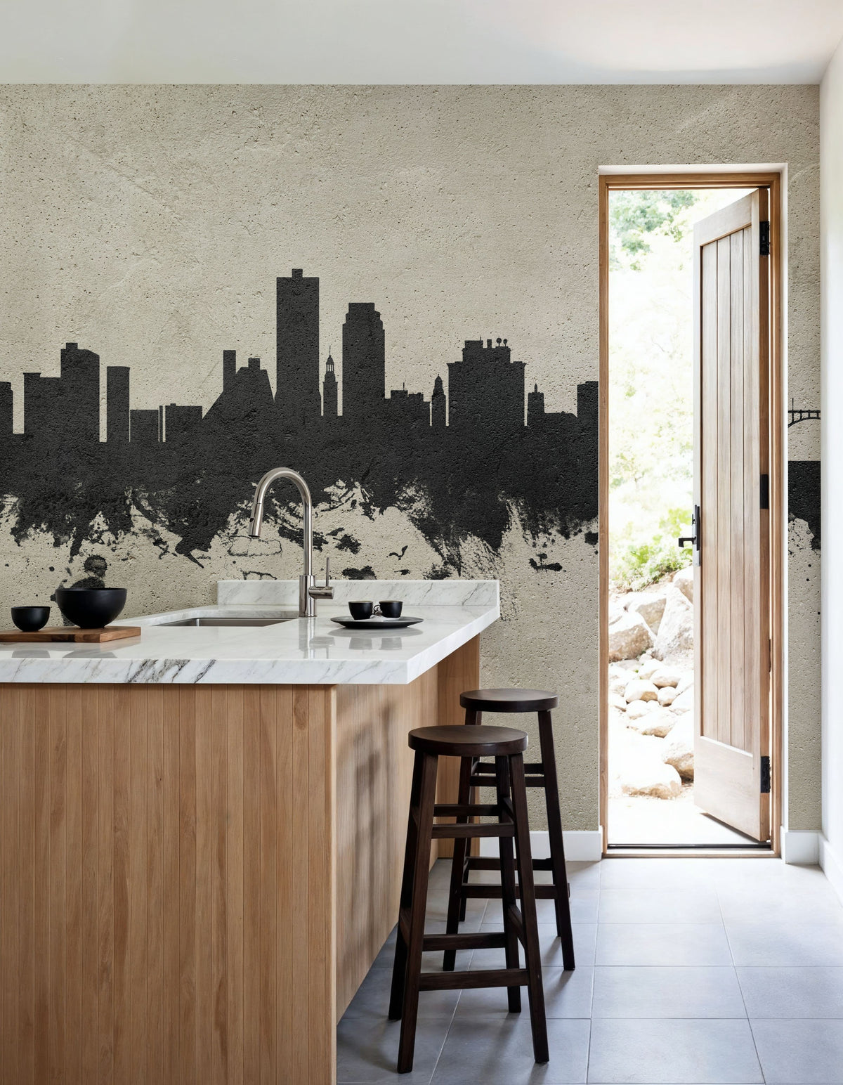 Knoxville Tennessee Skyline Concrete Mural Wallpaper - room preview 06