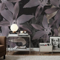 Big Orchids Dark Purple Mural Wallpaper - room preview 06