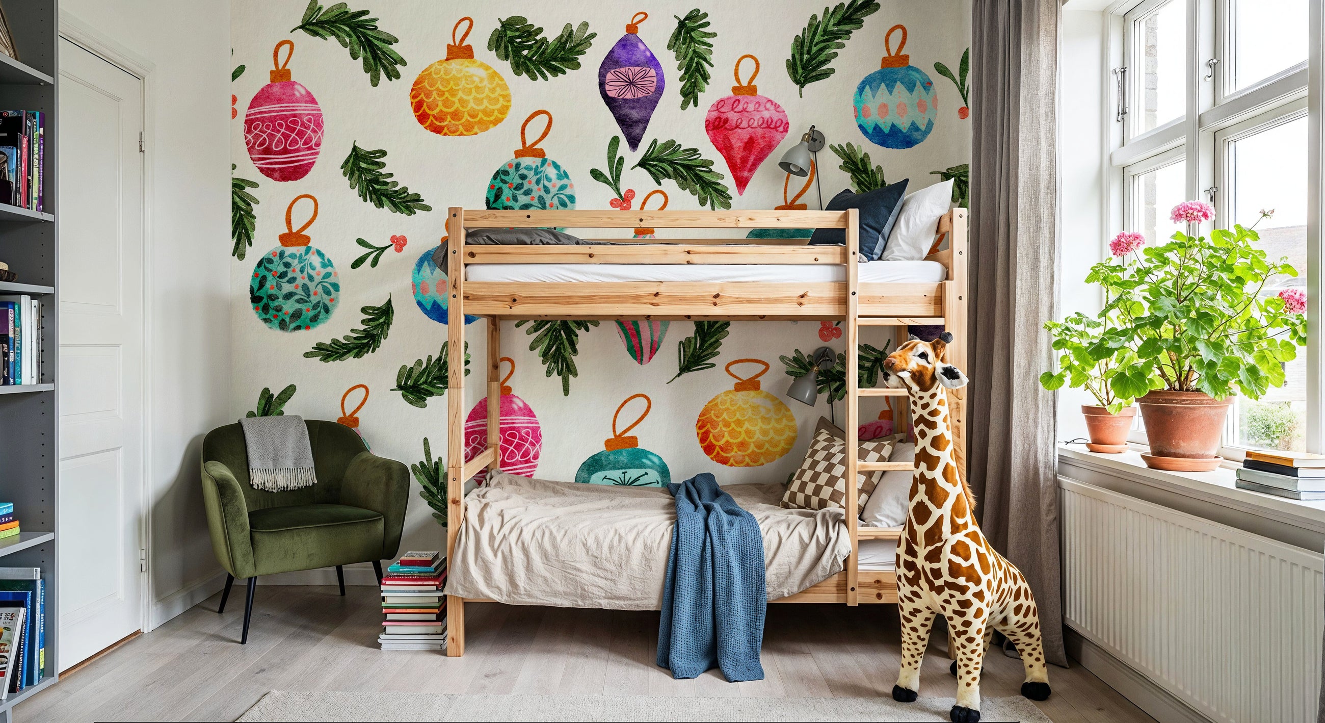 Christmas Ornaments Mural Wallpaper