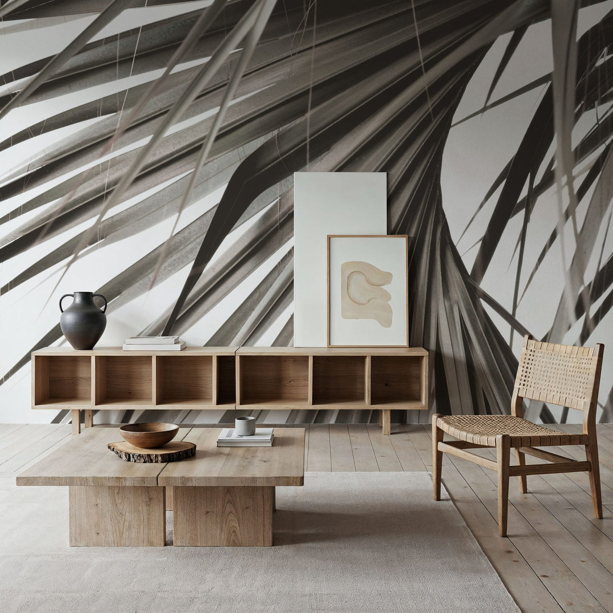 Sepia Palm Mural Wallpaper - room preview 06