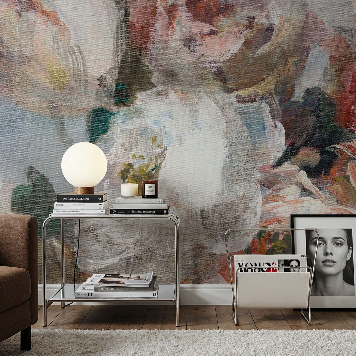 Fall Bouquet on White Panel I Mural Wallpaper - room preview 06