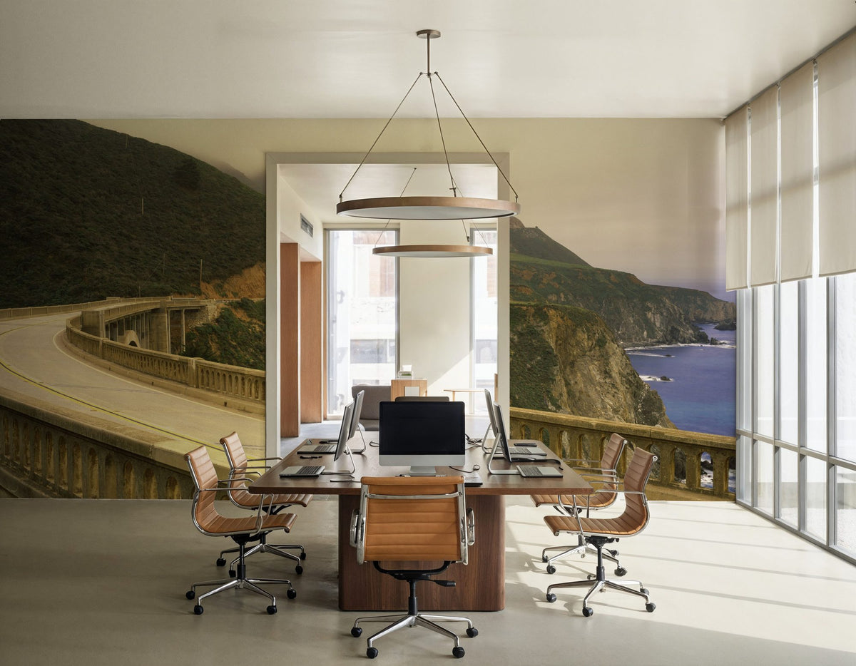 Coastal Cliff Bridge Mural Wallpaper - room preview 06
