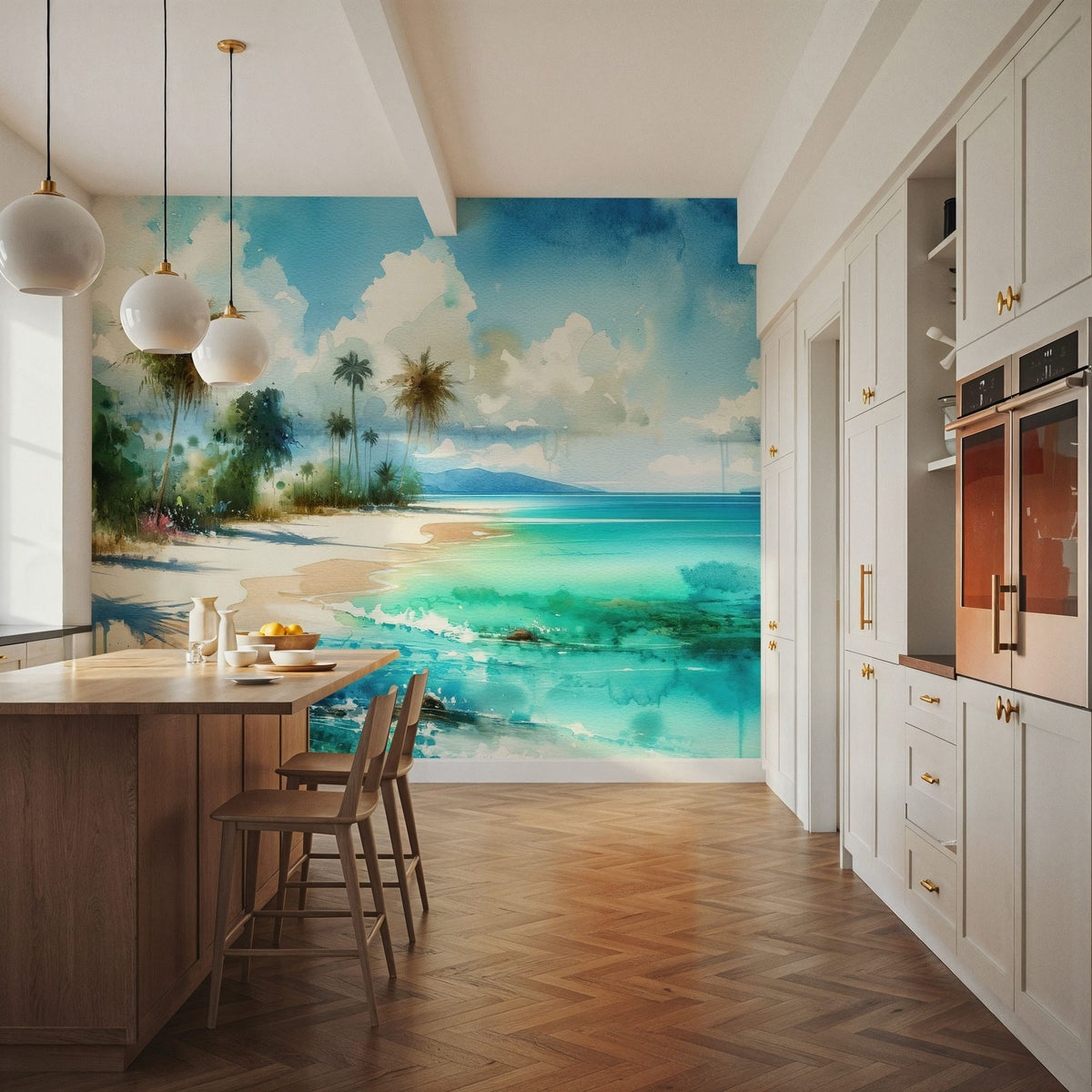 Exotic Tropical Sunny Paradise Beach Mural Wallpaper - room preview 06