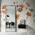 Wildflowers III Orange on White Mural Wallpaper - room preview 06