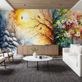 From Winter to Summer in Watercolor Mural Wallpaper - room preview 06