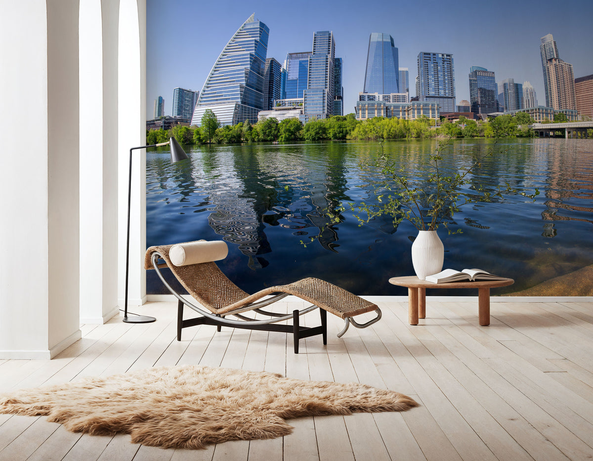 Urban Waterfront Mural Wallpaper - room preview 06