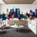 Durban South Africa Skyline Blue & Bronze Mural Wallpaper - room preview 06