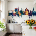 Huddersfield England Skyline Blue & Bronze Mural Wallpaper - room preview 06