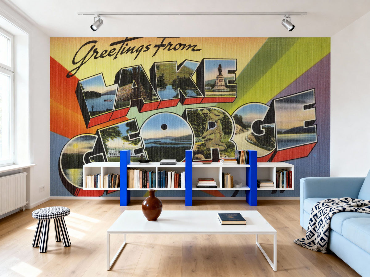 Greetings From Lake George Mural Wallpaper - room preview 06