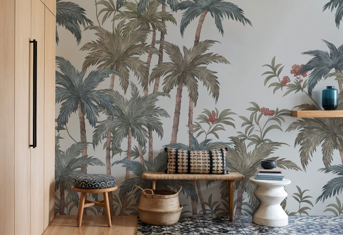 Palm Abode, Bright Mural Wallpaper - room preview 06