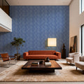 Swaying Lines, Indigo Mural Wallpaper - room preview 06