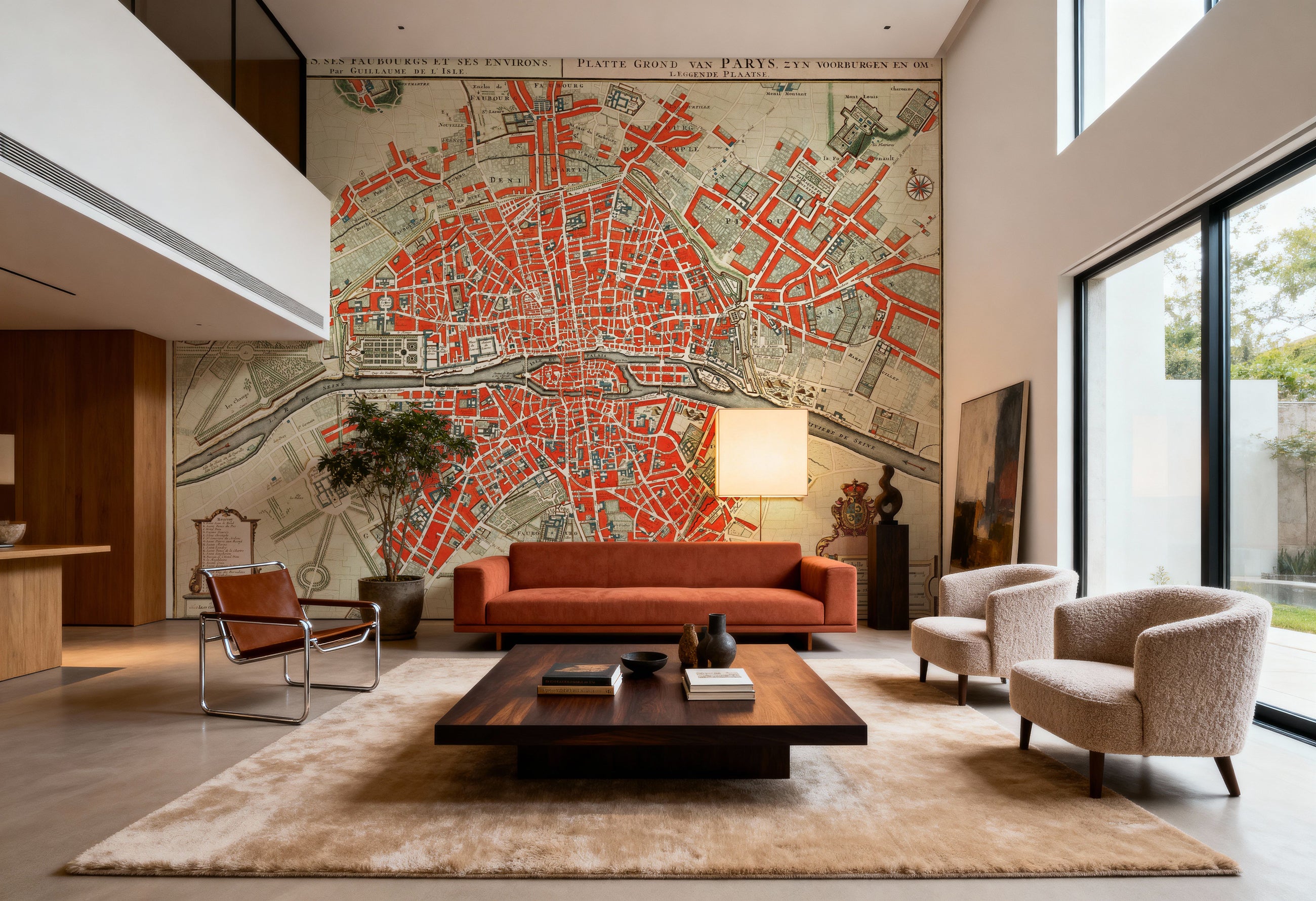 Paris Map 1700s Mural Wallpaper