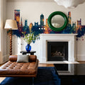 New Haven Connecticut Skyline Blue & Bronze Mural Wallpaper - room preview 06