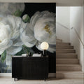 White Peonies in Glass Mural Wallpaper - room preview 06