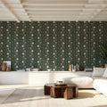 Trailing Flower Stripe, Soft Green Mural Wallpaper - room preview 06