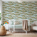 Orchard Reverie Pattern, Sky Blue Mural Wallpaper - room preview 06