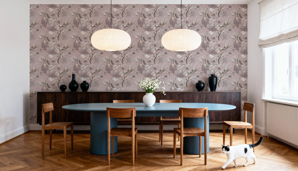 Ocean Miracles, Dusty Pink Mural Wallpaper - room preview 06