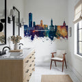 Karlsruhe Germany Skyline Blue & Bronze Mural Wallpaper - room preview 06