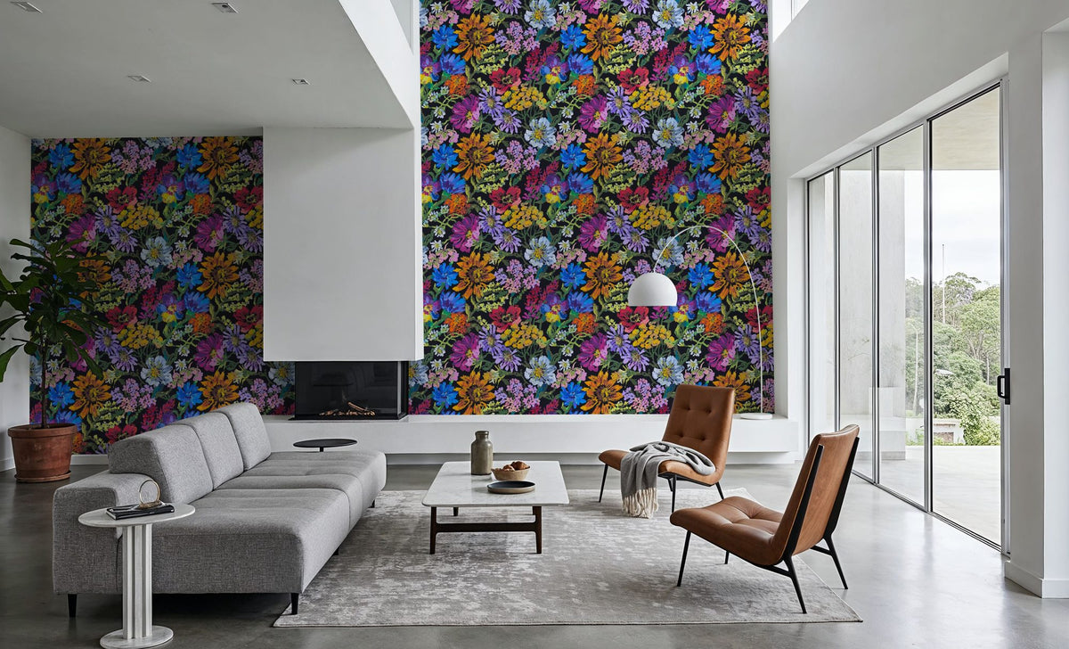 Meadow in Oil Pastel, Yellow Mural Wallpaper - room preview 06