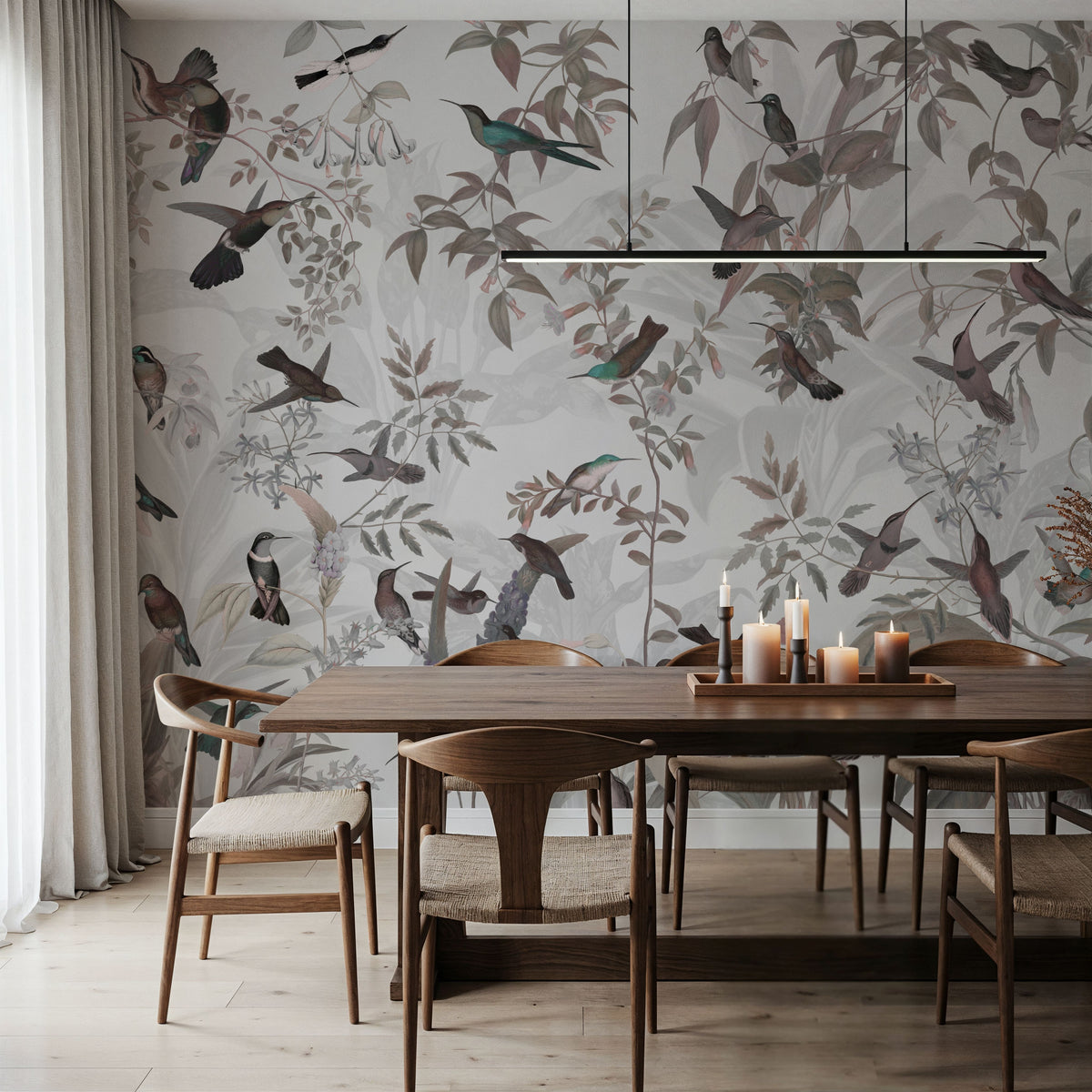 Birds Everywhere Red Mural Wallpaper - room preview 06