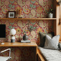 Harvest Paisley Mini Red Mural Wallpaper - room preview 06