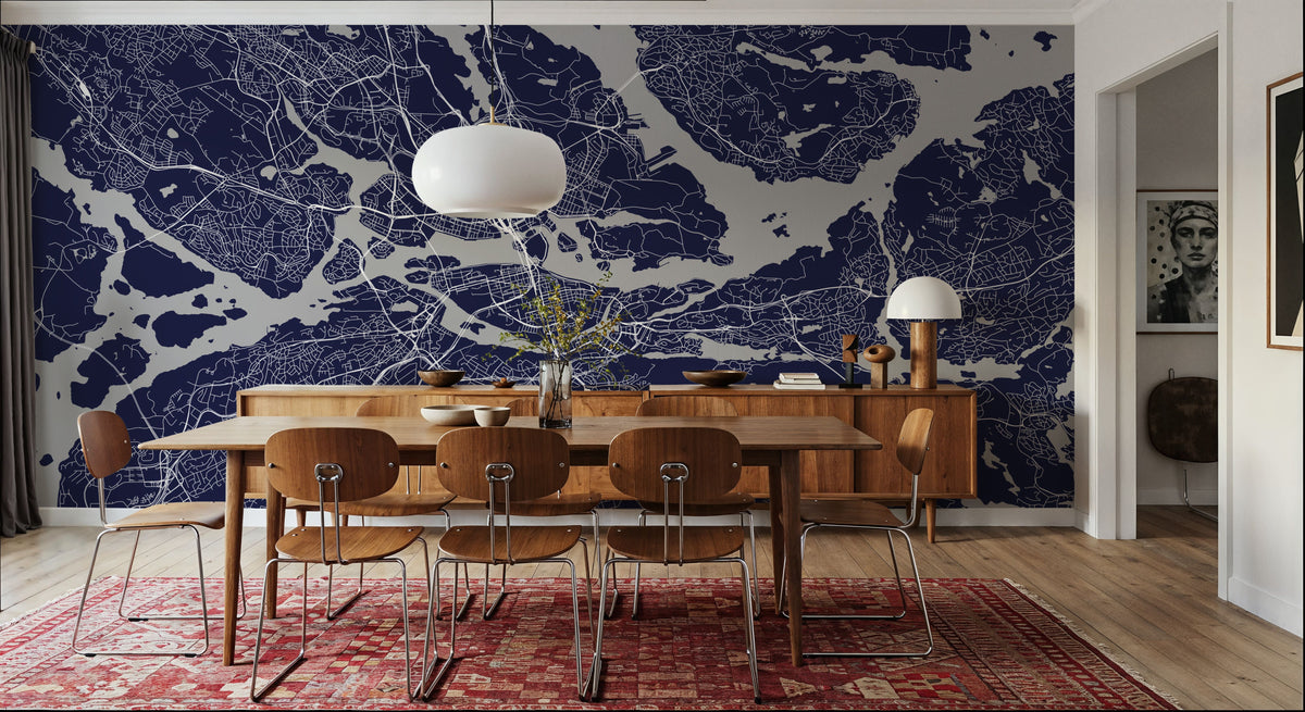Map of Stockholm Mural Wallpaper - room preview 06