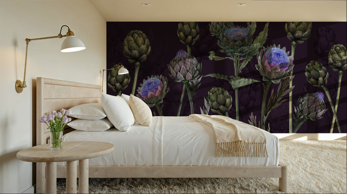 Artichoke Blooms, Midnight Mural Wallpaper - room preview 06