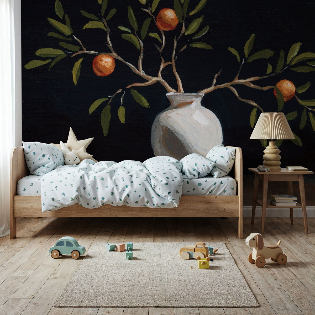 Orange Branches Still Life Mural Wallpaper - room preview 06