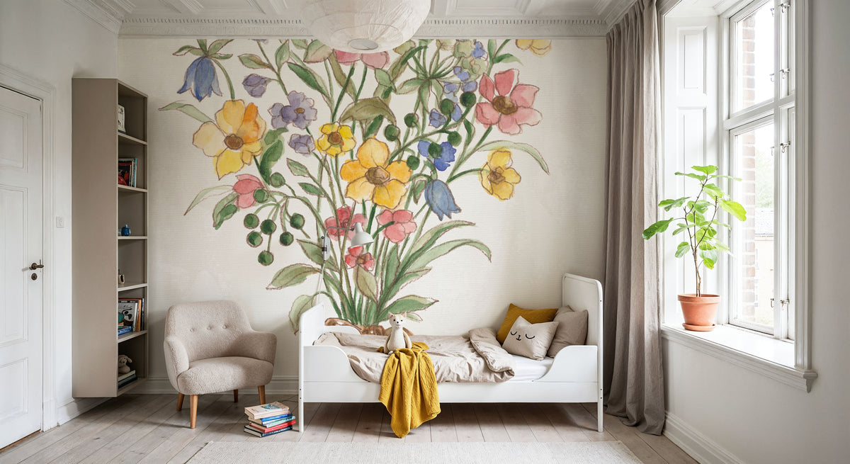 Wild Blooms Bouquet Mural Wallpaper - room preview 06