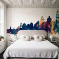 Santorini Skyline Blue & Bronze Mural Wallpaper - room preview 06