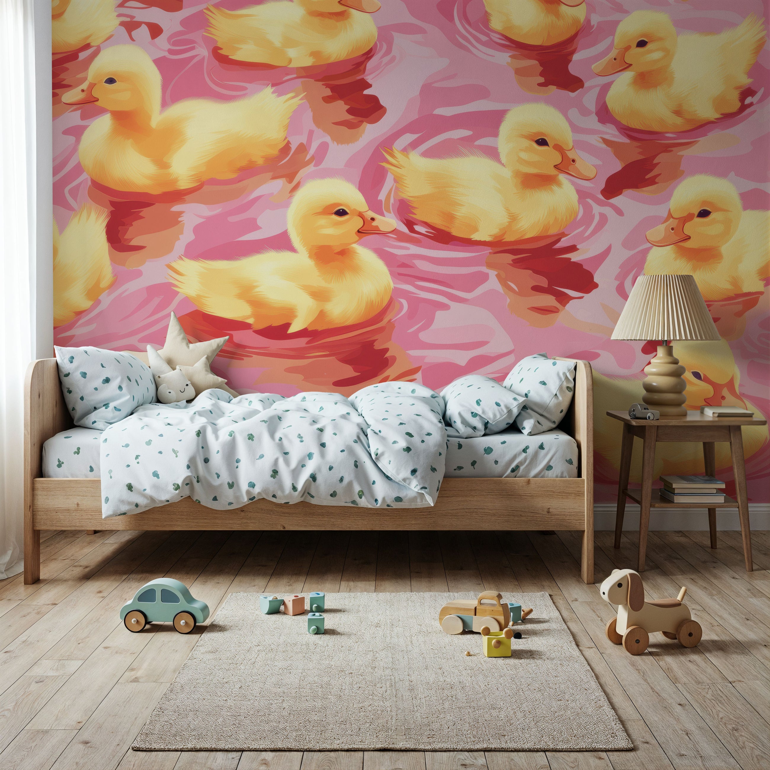 Cutesy Ducklings Mural Wallpaper