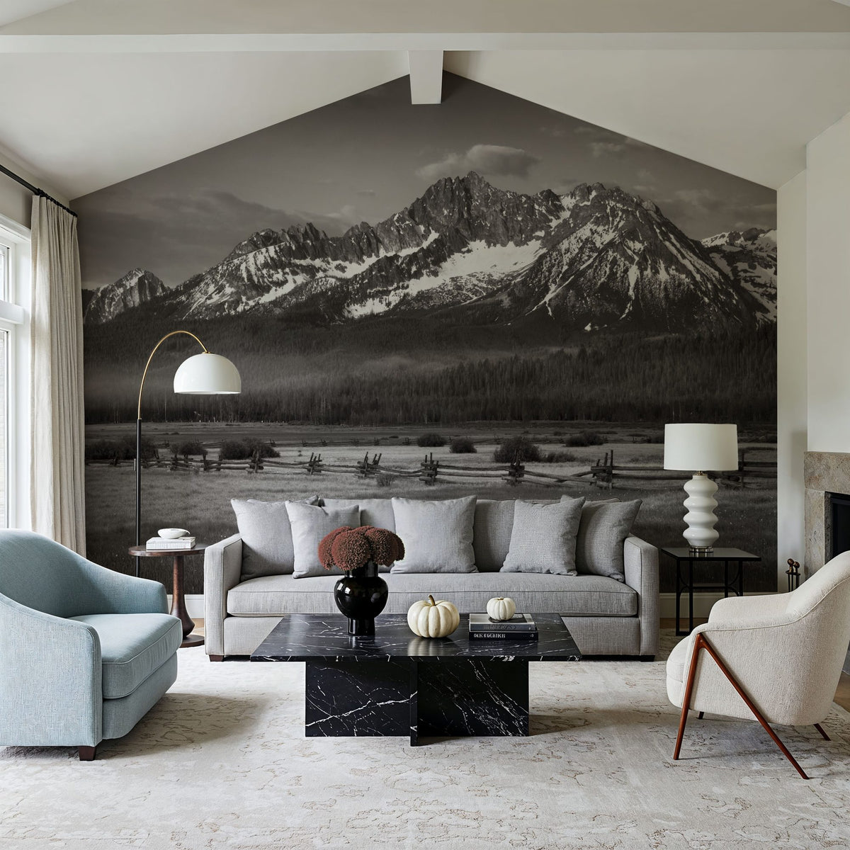 Sawtooth Mountains Plains Mural Wallpaper - room preview 06