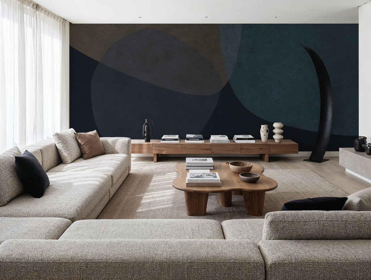 Embracing Shapes, Midnight Mural Wallpaper - room preview 06