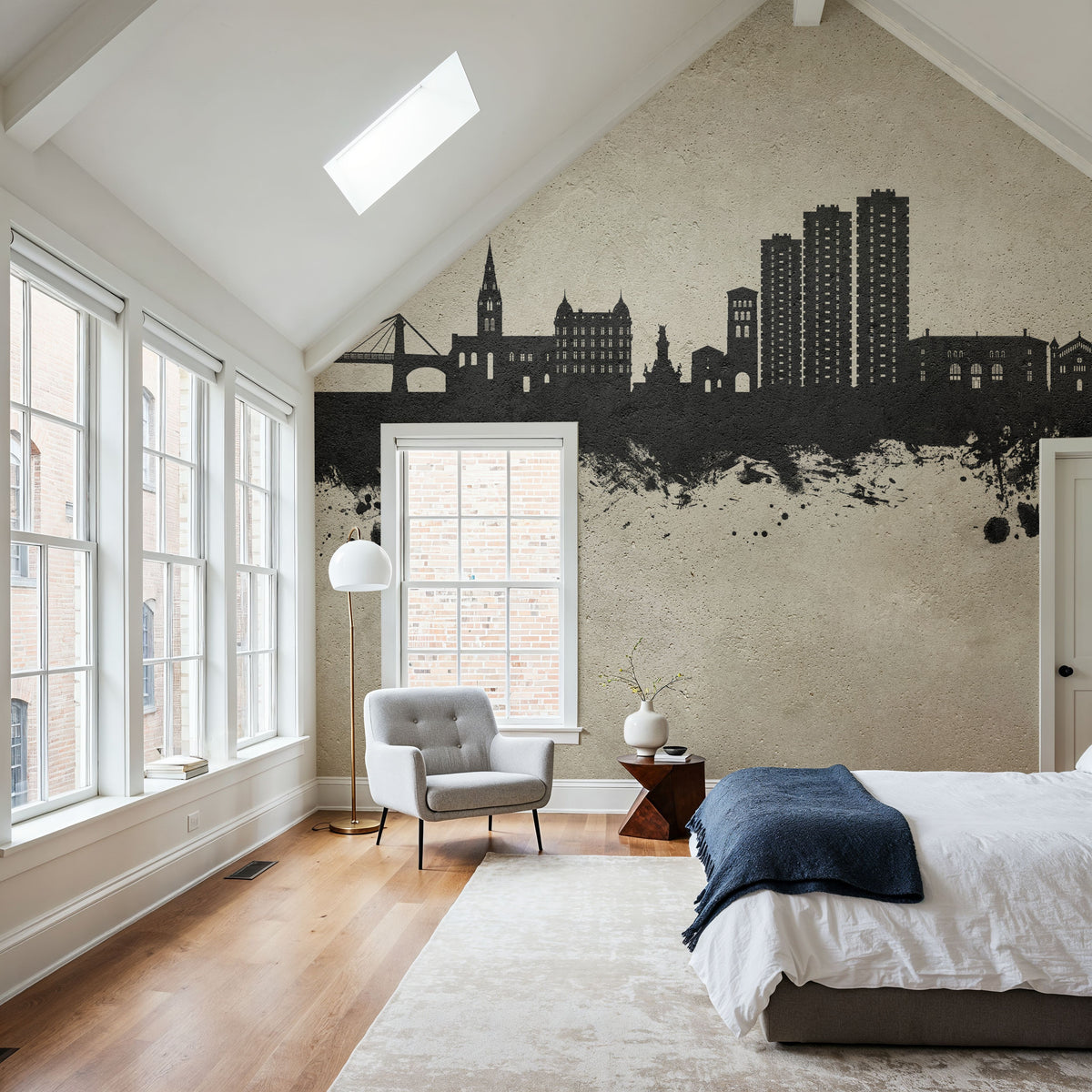 Grenoble Skyline Concrete Mural Wallpaper - room preview 06