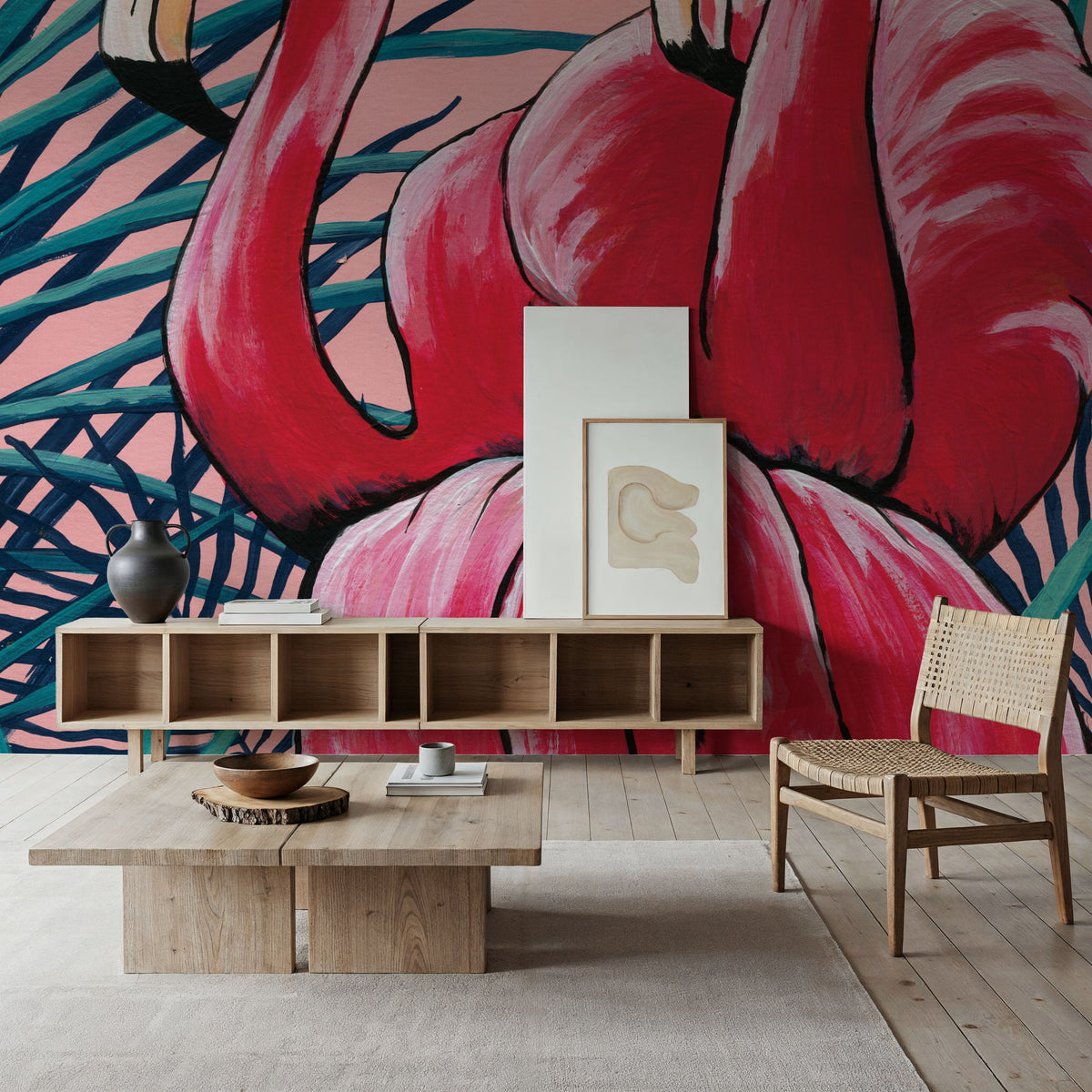 Tropical Paradise Flamingos Mural Wallpaper - room preview 06
