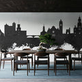 Nashua New Hampshire Skyline Black & White Mural Wallpaper - room preview 06